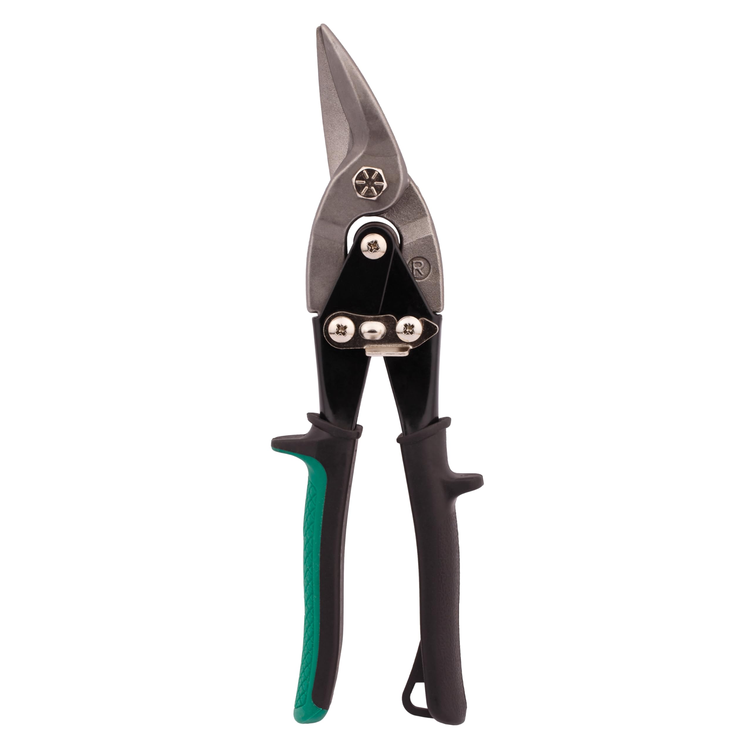 MIVOS Tin Snips - Right Cut - 26 cm - Through-Through Scissors Made of Chrome Vanadium Steel - For Cutting Sheet Metal, Aluminium, Leather, Wire Mesh, Plastic, Copper, Plastic Panels
