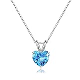 SMILEST March Birthstone Necklace for Women, Heart