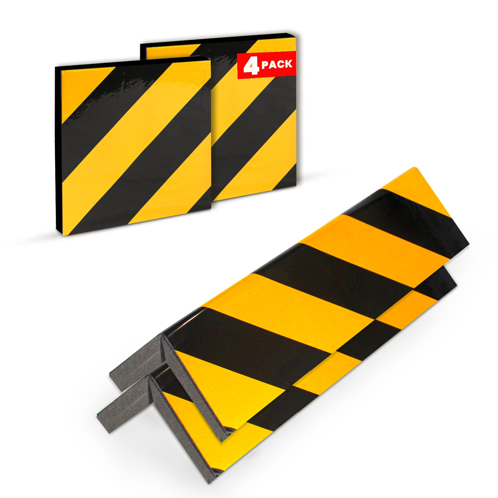 Garage Column Protector | 4 Units | Parking Protector – Reflective Corner Protector Doors and Bumpers Car, Prevents Bumps and Scratches (2 Units 40 x 20 x 2 cm + 2 Units 7.8 cm) 9x7.9 X2 cm)