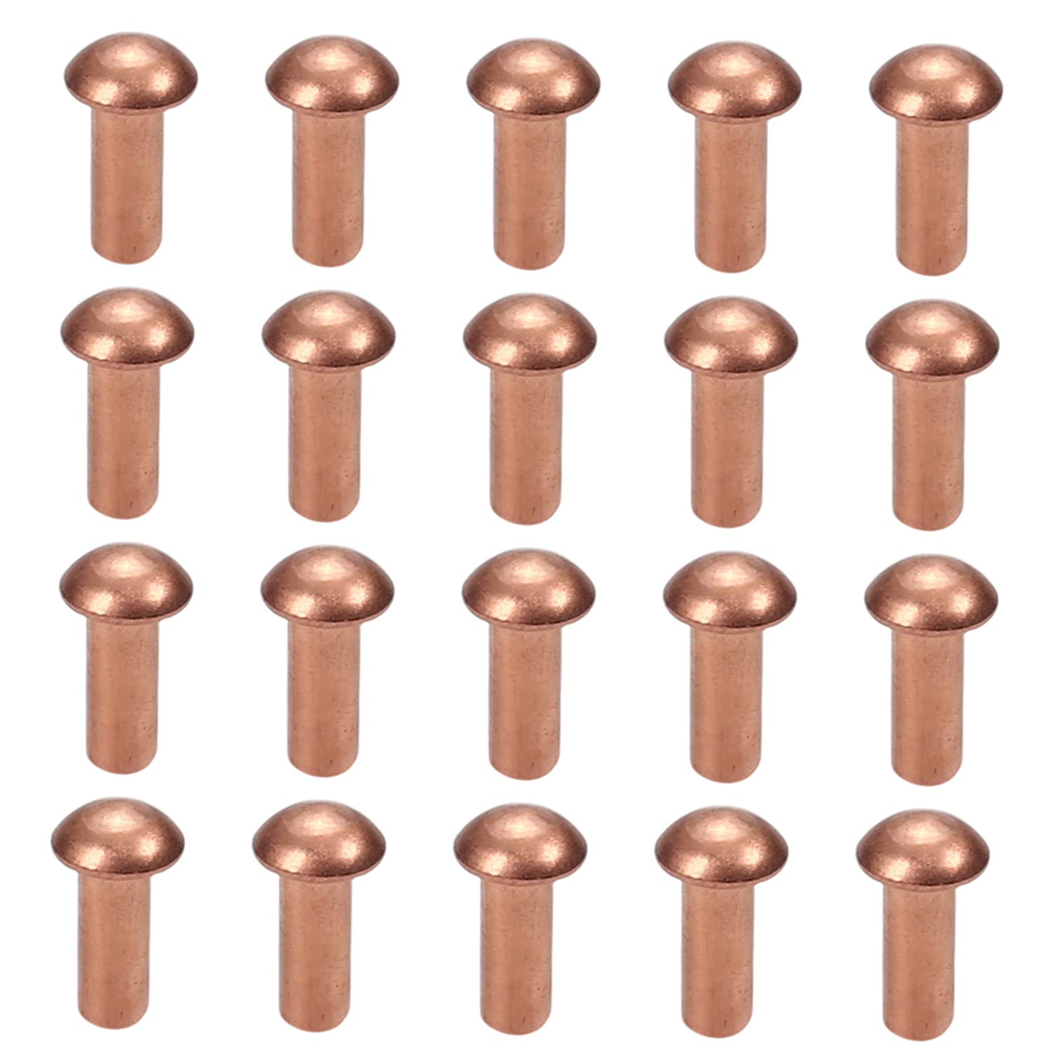 Aicosineg 50pcs 0.39" Length Copper Solid Rivets M4