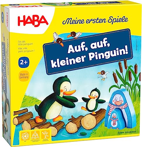 HABA Meine ersten Spiele - Auf, auf Kleiner Penguin - Board Game from 2 Years with Funny Wooden Penguin Figures - Promotes First Playing Experiences - 1307056001