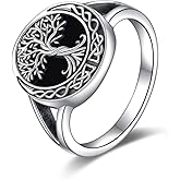 ONEFINITY Tree of Life Rings 925 Sterling Silver Celtic Knot Black Onyx Tree of Life Rings Family Tree Jewelry Gifts for Women Men