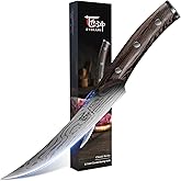 SYOKAMI Boning Knife for Meat Cutting, 6.5 Inch Japanese Style Fish Fillet Knife with Wood Handle, High Carbon Razor Sharp Curved Blade for Deboning Trimming, Housewarming Birthday Cooking Gifts