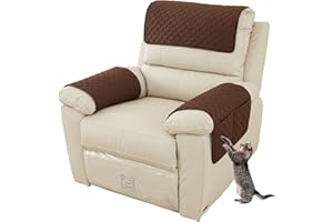 EXTLEZSA Sofa Armrest Cover, Headrest Cover for Recliner Chair Arm Cover,Armchair Slipcover Nonslip Quilted Furniture Protector for Pets Leather Sofa Couch (Dark Brown,3 People (Set of 5))