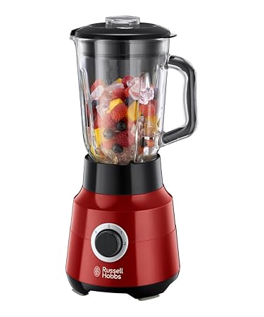 Russell Hobbs 24720-56 Glas-Standmixer Desire, Impuls-/Ice-Crush-Funktion, 0.9 PS-Motor, 22000 U/min, 1.5 l, rot/schwarz