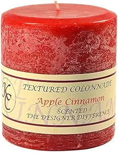 Textured 4x4 Apple Cinnamon Pillar Candle For Wedding/Dinner, Holiday Event, Home Decoration, 50 to 60 hours, 4 in. diameterx4.25 in. tall, 1 Piece