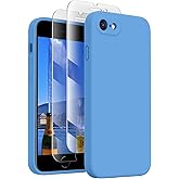 XXDD Designed for iPhone SE Case 2022/2020,for iPhone 7 8 Case,[Straight Edges][Camera Protection] Silicone Phone Case with [2X Screen Protectors],Soft Anti-Scratch Microfiber Lining,4.7 inch,Blue