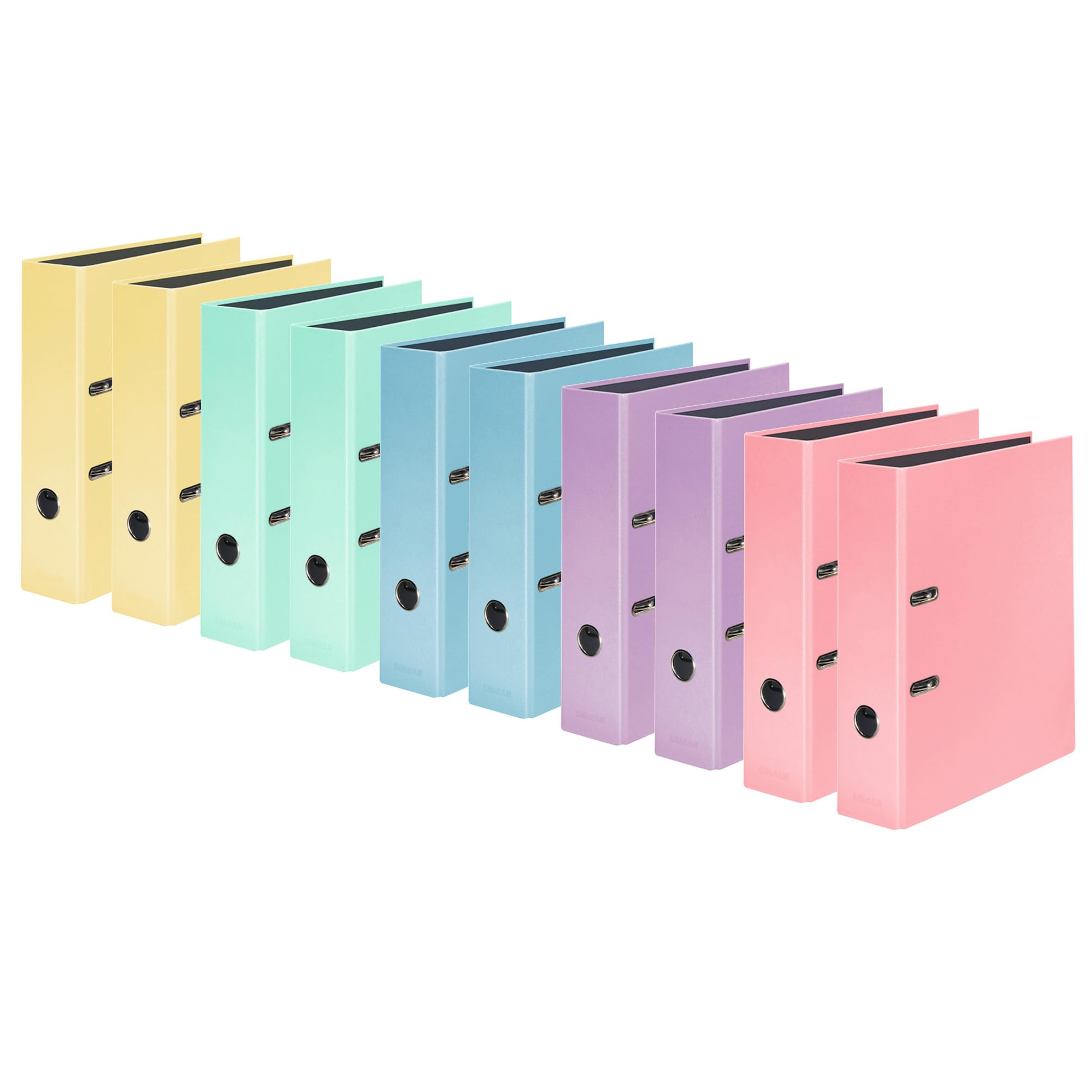 Original Falken pack of 10 pastel colour folders. Made in Germany. 8 cm wide DIN A4 pastel colour assorted ring binders file folders letter files office files plastic files motif files