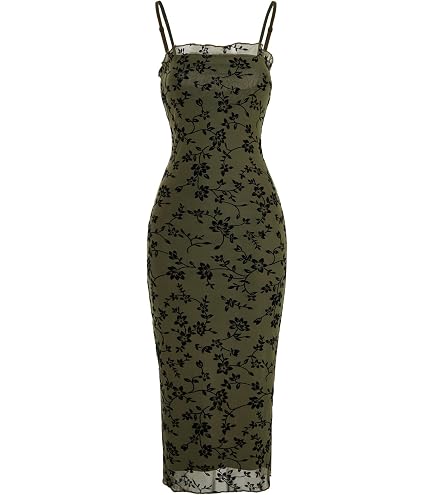 cider green velvet dress Womens Floral Sleeveless Midi Wedding Guest Dresses wfh Size:M (Sizes 6-8) White Dresses – Mia