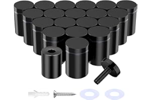 IOQ 20-Pack Standoff Screws (3/4 in. Dia x 1 in. L), Stainless Steel Standoff Mounting Hardware for Acrylic Signs, Black