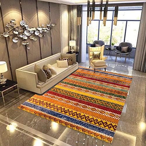 GUSJ Modern Design Rugs For The Living Room,Non-Slip Carpet Big Size Thin Home Mat Washable,Orange,140 * 200 [Energy Class A]