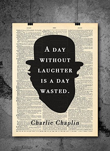 Charlie Chaplin Quote – Day Without Laugher – Vintage Dictionary Print 8×10 inch Home Vintage Art Abstract Prints Wall Art for Home Decor Wall Decorations For Living Room Bedroom Office Ready-to-Frame
