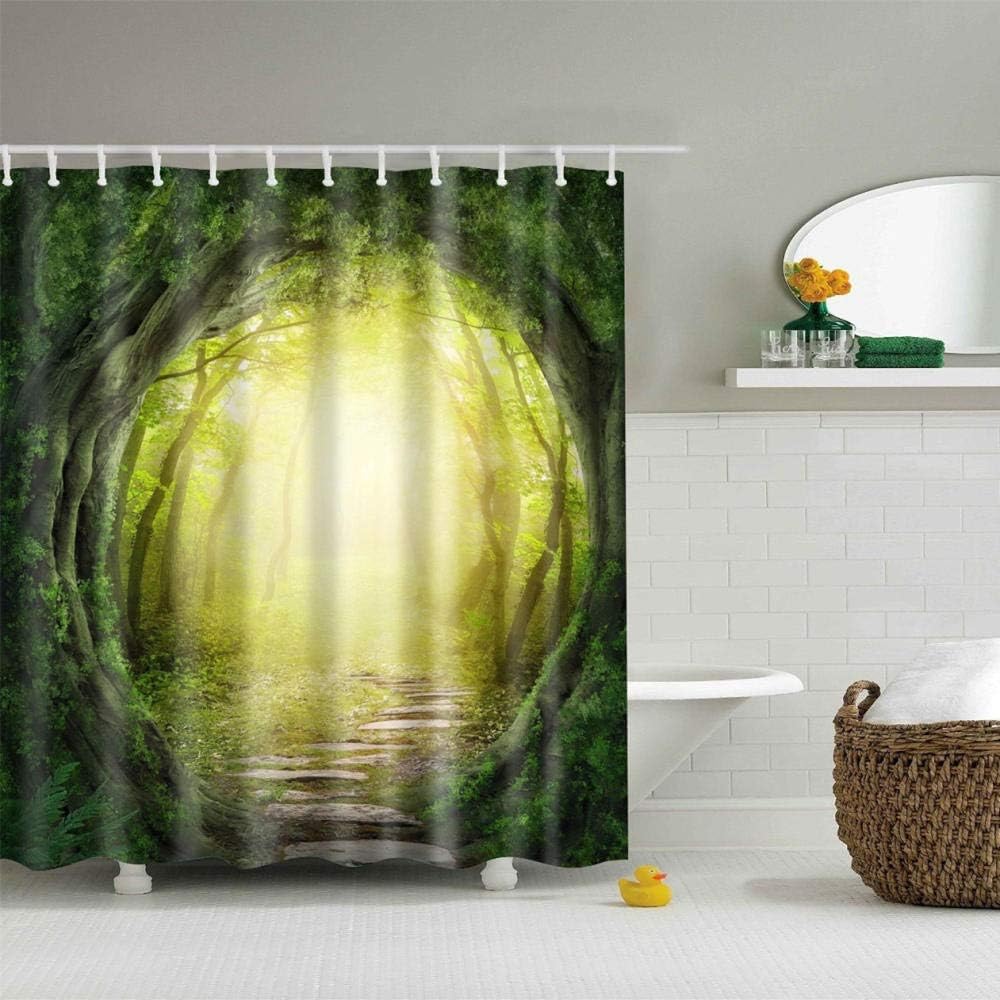 Duschvorhang Grau-gelb Mit Zickzack-Muster – Wasserdichter Polyester, 183x183 Cm, Inkl. 12 Haken