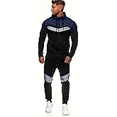 Hakjay Hoodie Tracksuit 2 Pieces Set for Men Athletic Sports Jogging Sweatsuit Set Casual Zipper Outfit