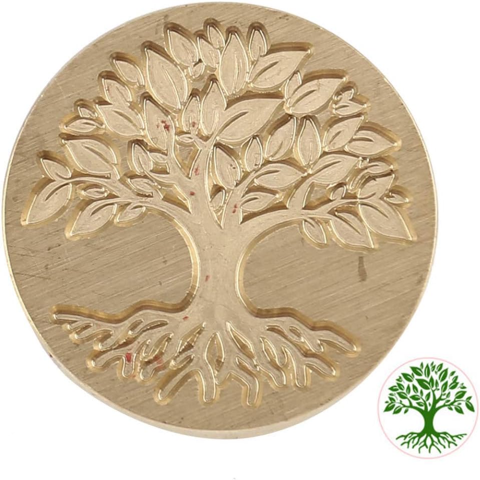 yangzhoujinbei Practical 12 Types Copper Head Stamp Paint Wax Envelope Sealing Seal with Wood Handle(None Life Tree Series 02)