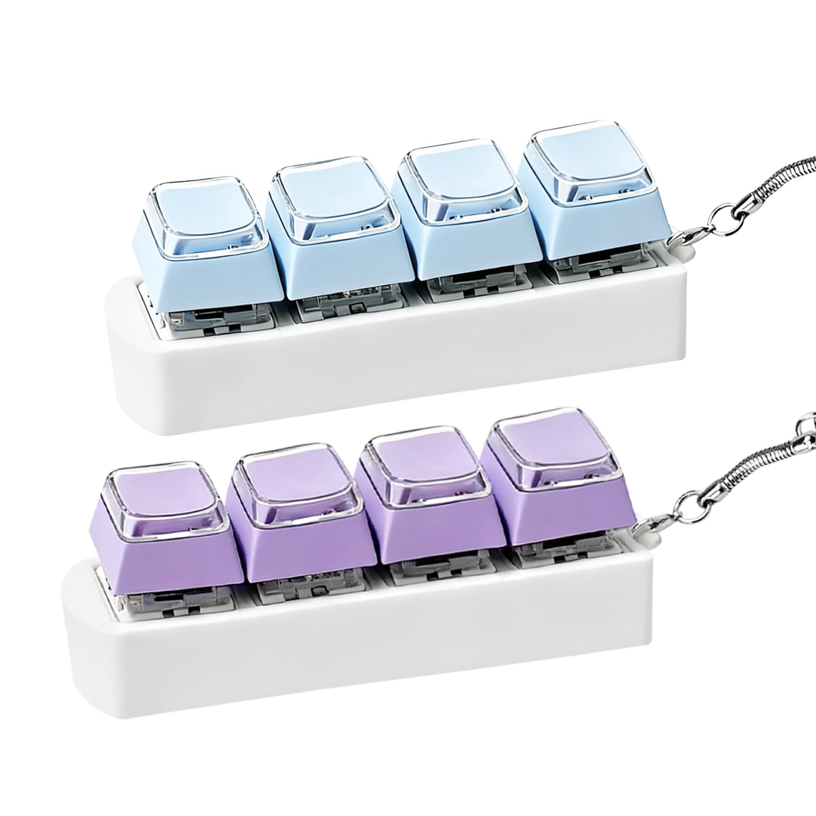 Photo 1 of 2 PCS Clicky Keyboard Fidget Toys, Flip-top Cover Fidgets for Relief Your Stress, FID get Toys for Office and Classroom, Fidget Keyboard Keychain Gift for Noisy or Quiet Scenes(Blue + Purple)