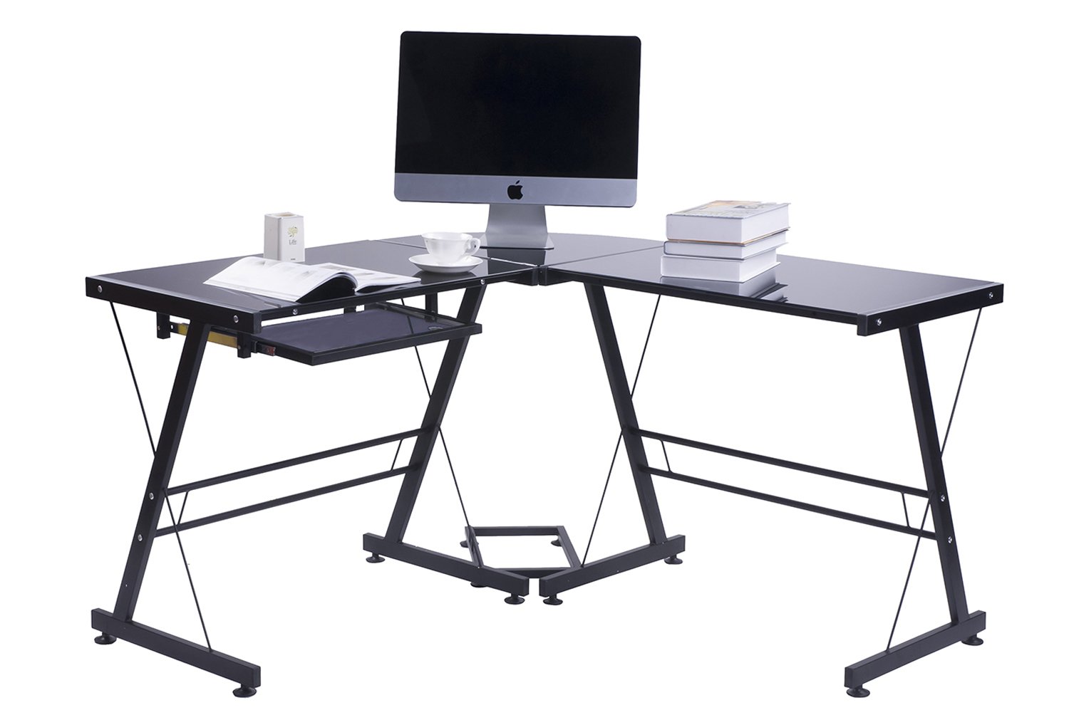 Merax Modern Office Computer Desk L Shaped Corner Desk With Tempered