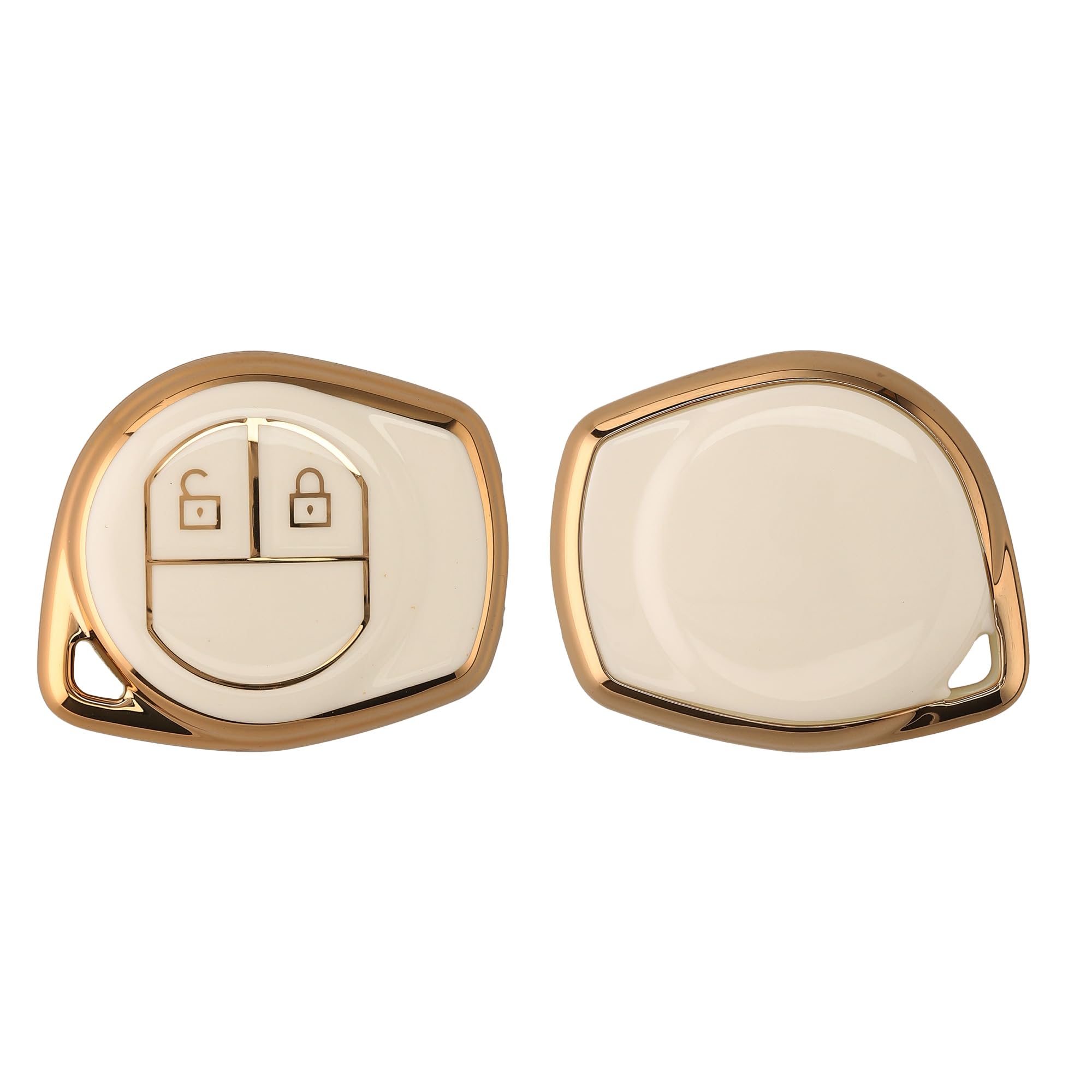 kwmobile Key Cover Compatible with Suzuki 2 Button Car Key - Car Key Fob Case Protector - White/Gold