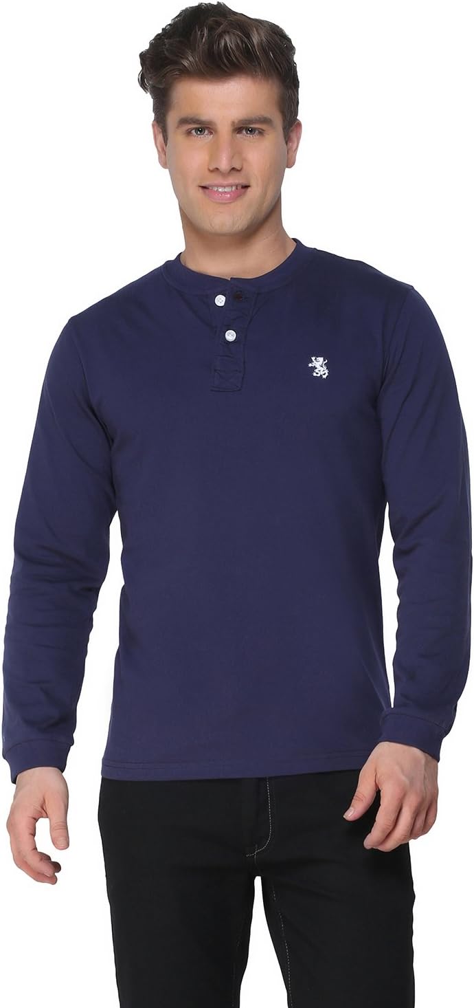 The Cotton Company Men's Cotton Henley Full Sleeve T Shirt