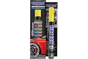 Tire Ink Color Tire Paint Pen - Waterproof Permanent Paint pens for Car Wheels Lettering | Car Wash Safe and Durable | Made in Japan (Yellow, 1 Count (Pack of 1))