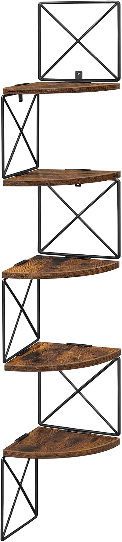 VASAGLE Corner Shelf Wall Mounted 5 Tier Rustic Brown Black LLS851B01