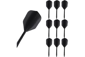 Hohopeti 10 Pcs Black Threaded Darts Stems and Flights Set One-Piece Design for Competitive Dart Games