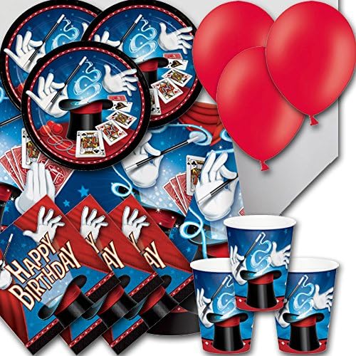 Magic Party Pack For 8 - Plates, Cups, Napkins, Balloons and Tablecover