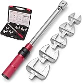 Mini Split Torque Wrench Set, 10&ndash;80 Nm HVAC Torque Wrench with 5 Fixed Open End Heads, 17/22/26/29/32 mm Open End Torque Wrench for Mini Split Installation, Adjustable Torque Wrench for Flare Nuts