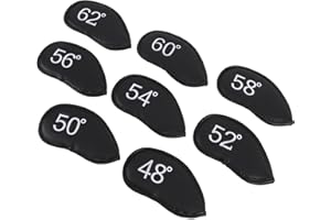 ZASCHMOY 8-Piece PU Leather Club Iron Head Cover Set - Suitable for 48°, 50°, 52°, 54°, 56°, 58°, 60°, and 62° Angles - Provi
