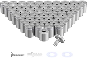 IOQ 50-Pack Standoff Screws (1 in. Dia x 1 in. L), Stainless Steel Standoff Mounting Hardware for Acrylic Signs, Silver