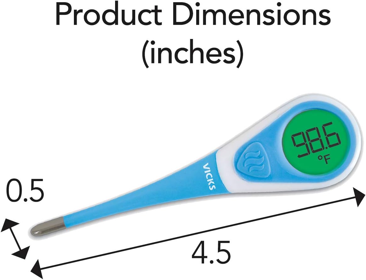 Vicks ComfortFlex Digital Thermometer 1 ea Digital Thermometer for Kids or Adults, for Rectal, Oral or Underarm Use, Color Coded Digital Display Indicates Fever: Health & Personal Care