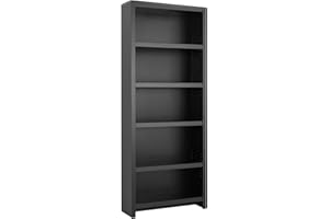 Prepac Moda 5-Tier Tall Wooden Bookcase, Black Storage Cabinet, Display Cabinet, Bookshelf with Storage Shelves 31.75" W x 80