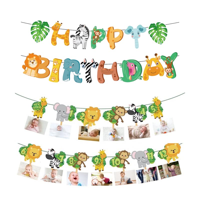 Ali's Creationz Wild One 1st Birthday Decorations – Safari Jungle Theme Party Supplies for Boys & Girls, Jungle Photo Banner