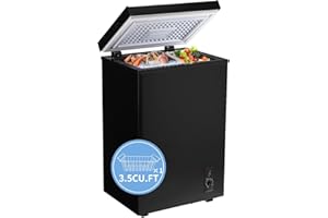 Fox Shack Chest Freezer 3.5 Cu.Ft Deep Freezer with Removable Basket, 7-Level Adjustable Thermostat, Fast Cooling Freestanding Top Open Door, Black