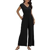ZAFUL Womens Summer Jumpsuits 2026 Smocked Waist Dressy Casual One Piece Outfits with Pockets