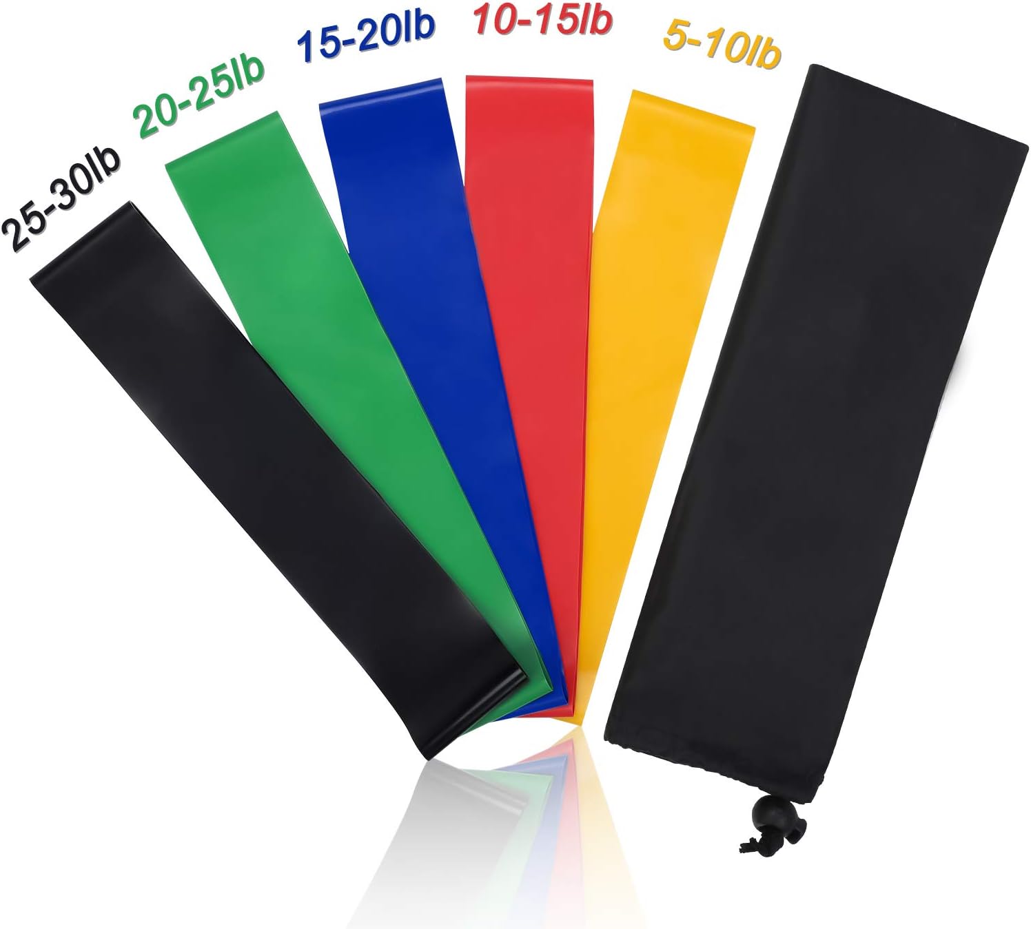 Resistance Bands, [Set of 5] Skin-Friendly Resistance Fitness Exercise Loop Bands with 5 Different Resistance Levels - Free Carrying Case Included for Men & Women - Ideal for Home, Gym, Yoga, Training
