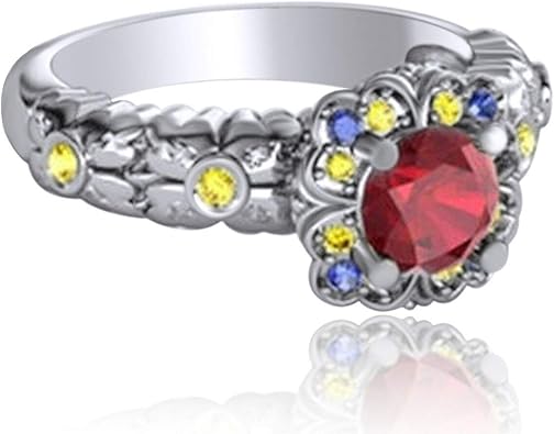 Dividiamonds Engagement 925 Sterling Silver Multi Color Stone Disney Princess Inspired Snow White Ring Amazon Com