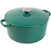 Lodge 5 Quart Cast Iron Elements Enamel Dutch Oven - Clover | 5 Qt Elements Enamel Cast Iron Dutch Oven for Everyday Braising, Baking &amp; One-Pot Family Meals at Home