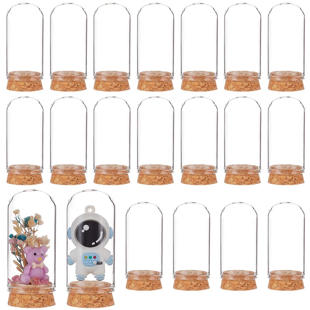 BENECREAT 20PCS Dome Decorative Jars, 6x3cm Glass Display Dome with Cork Base for Flower Storage Home Wedding Party — image 1