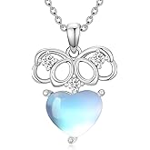 Pextrid Heart Moonstone Necklace 925 Sterling Silver, Heart Necklace Pendant for Women, Dainty Jewelry Gift for Women Mom Wife, Valentine's Day, Birthday Anniversary Christmas, with 18+2inch Chain