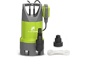 FLUENTPOWER 3/4HP 3300GPH Submersible Sump Pump for Dirty Water, Auto/Manual Control with 26-Foot Cord and Rope for Basement 