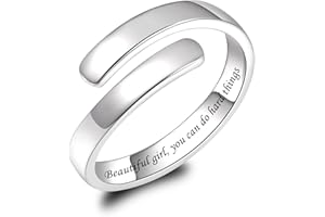 BEILIN 925 Sterling Silver Inspirational Jewelry Rings Adjustable Ring Personality Encouragement Gift for Teens Girls Women