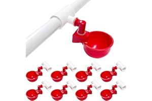 letsFix Chicken Water Cups for PVC with Tee (8 Pack), Automatic Chicken Waterer Kit for Poultry, DIY PVC Water Feeder for Chicken/Duck/Quail/Turkey