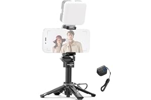 NEEWER Mini Tripod for Phone, Lightweight Foldable Small Selfie Stick Cell Phone Clamp Desk Stand with Remote & Cold Shoe Mou