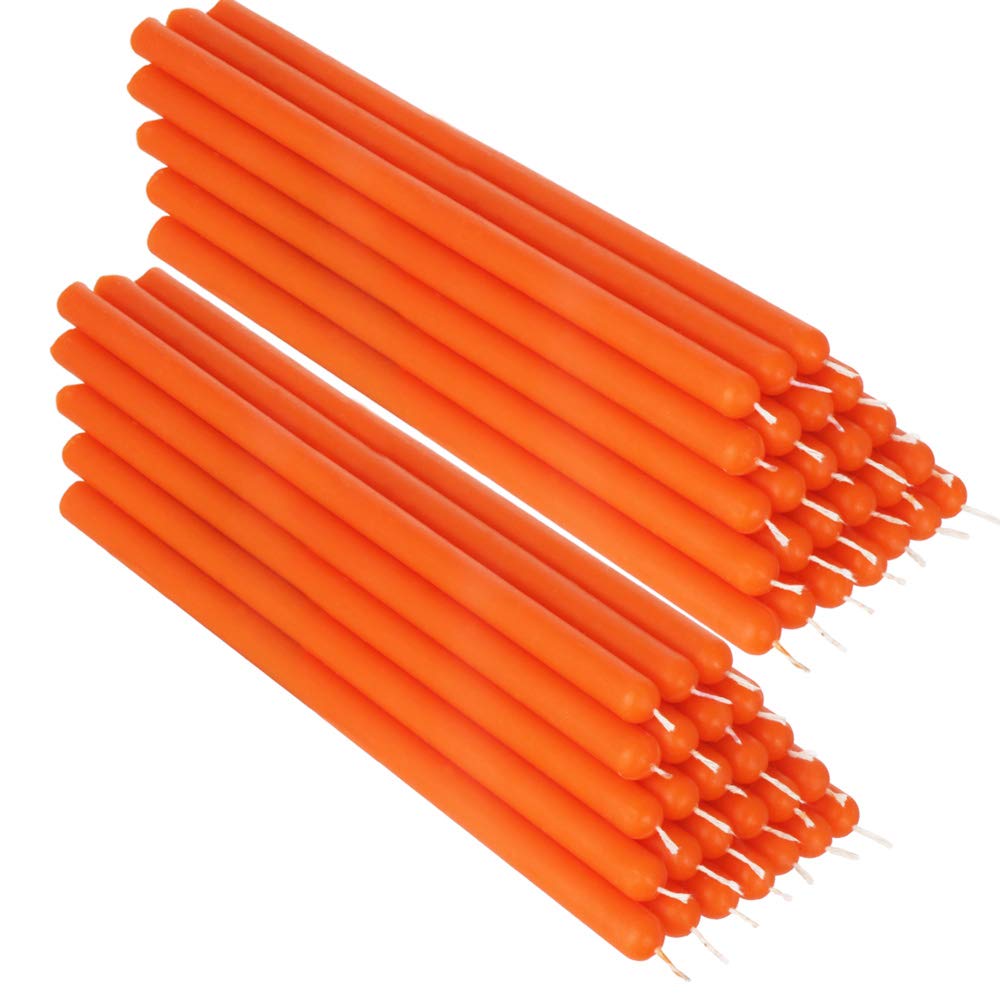 NKlaus 50x Orange Beeswax 21cm sootfree Handmade Table Candle Ritual Candle drip Candles 36345
