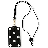 Kate Spade New York ID Badge Holder with Lanyard, Vegan Leather Slim Card Wallet, Name Tag Case for Work, School, or Travel (Picture Dot)