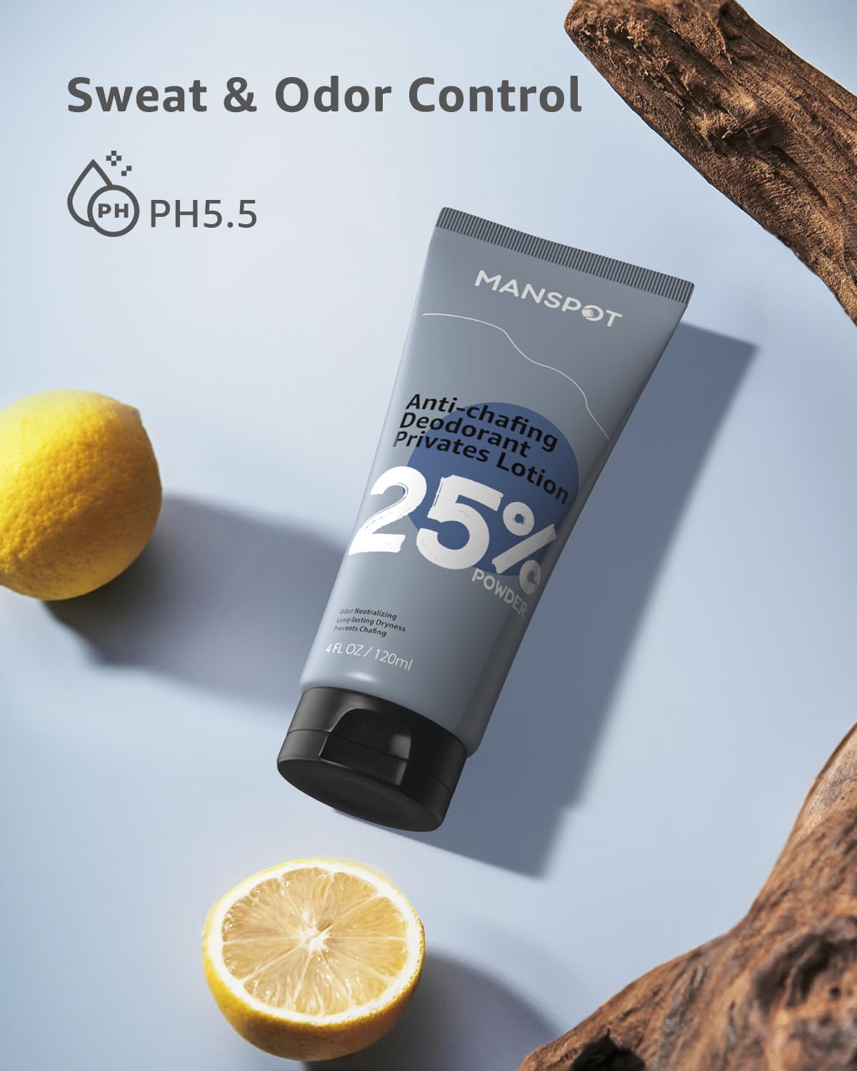 MANSPOT Deodorant Men for Ball Groin Armpit, Anti Chafing Deodorant Privates Ball Lotion/Powder for Men, Neutralize Odor, Anti-irritant, Keep Dryness & Against Sweat Odor, Safe for Whole Body, 4oz