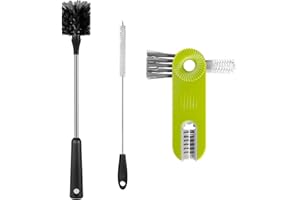 TOGEEKA [3 Pack] Bottle Brush, 15 Inches Stainless Steel Long Handle Baby Bottle Scrub Cleaning Brushes with Straw & Lid Brushes for Sports Water Bottle, Cups, Coffee Mugs, Glasswares