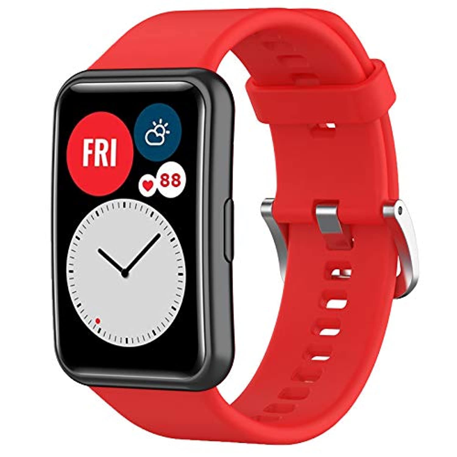 Wownadu Straps Compatible for HUAWEI WATCH FIT Strap Replacement for Women Men Silicone Sports WristBand, Red Smart Watch Accessories,(No Watch)