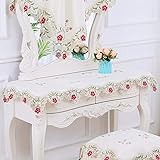 WELLYUK 33" X 57" Embroidered Lace Cream Beige
